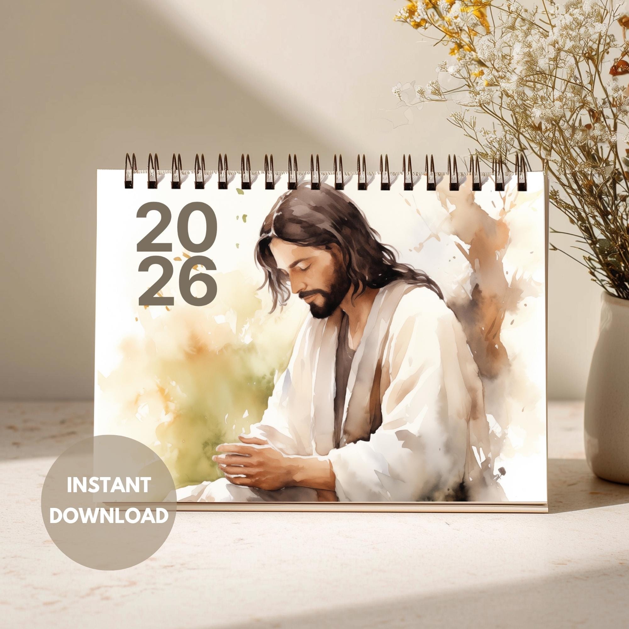 Calendario Da Parete Cristiano 2026 – Almanacco Con Versetti Della Bibbia, Arte Ispiratrice Di Gesù Per Casa E Ufficio
