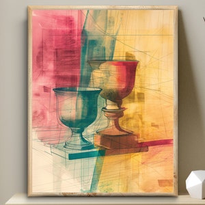 Catechist gift, Sacred Chalice, Modern Digital Wall Art, Bible Digital Print, Eucharist, Communion gift, Holy Communion cup printable, Jesus