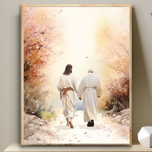 Pope Francis with Jesus in Heaven, Digital Download, Catholic Memorial Art, Rest in peace Digital Print, remembrance Wall Art, eternal life