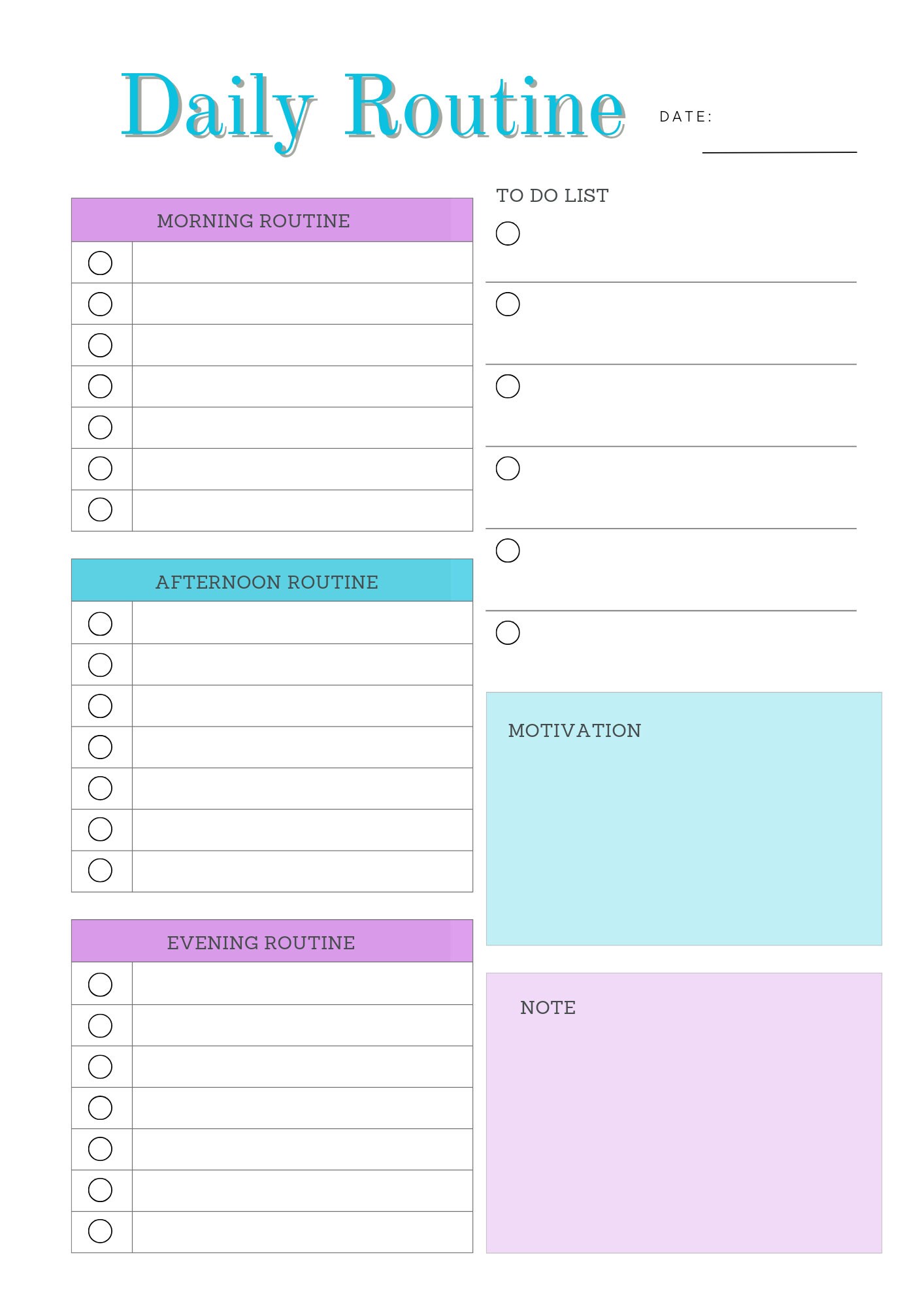 Daily Routine M49. Purple and Turquoise. Challenge. Notes. - Etsy