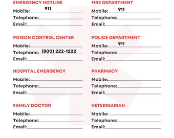 Lista de contactos de emergencia M38. Planifique en su lugar. Lista de números de teléfono.