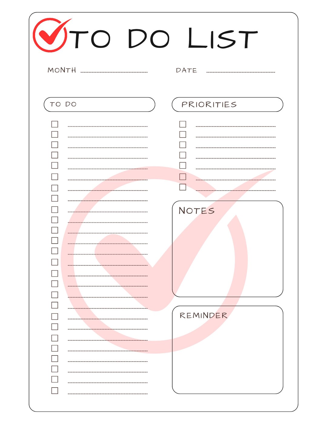 To Do M40. Priority. Notes. Reminder. Check Mark. Various Colors. - Etsy