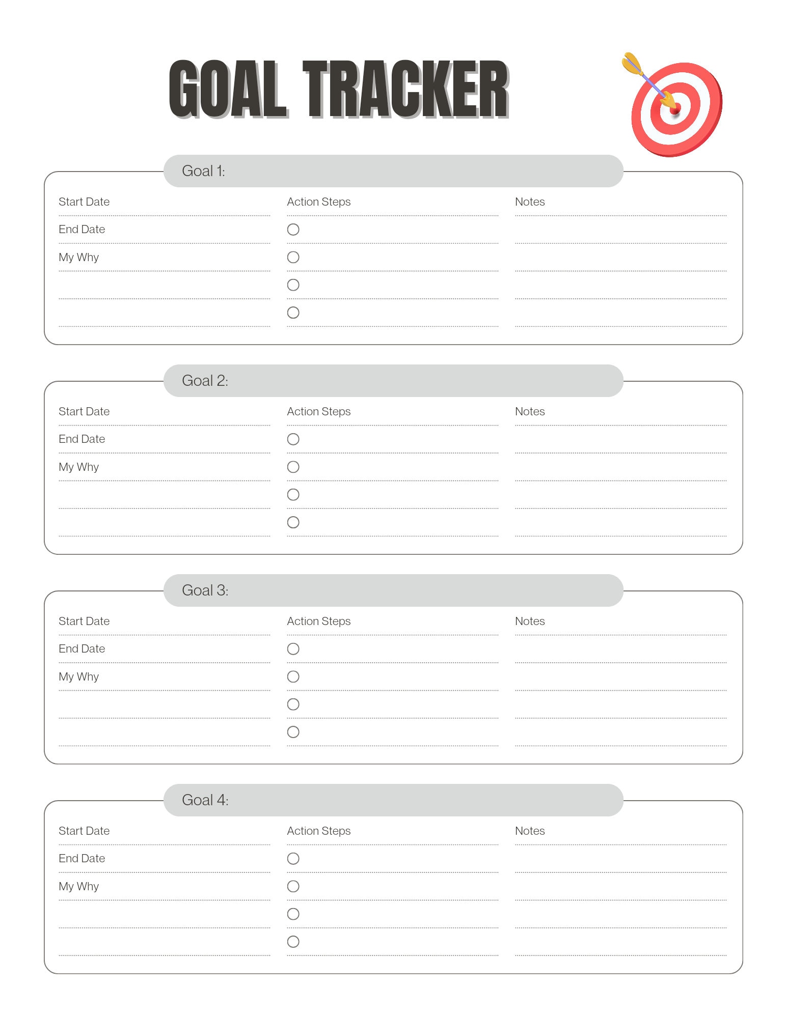 Goal Tracker M33. Red Dart Board With Arrow. Etsy