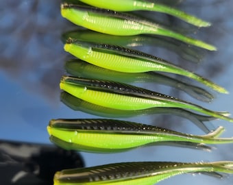 STS 2.0 Crappie Tracer Shad Soft Plastic Fishing Bait -- Black Back Chartreuse