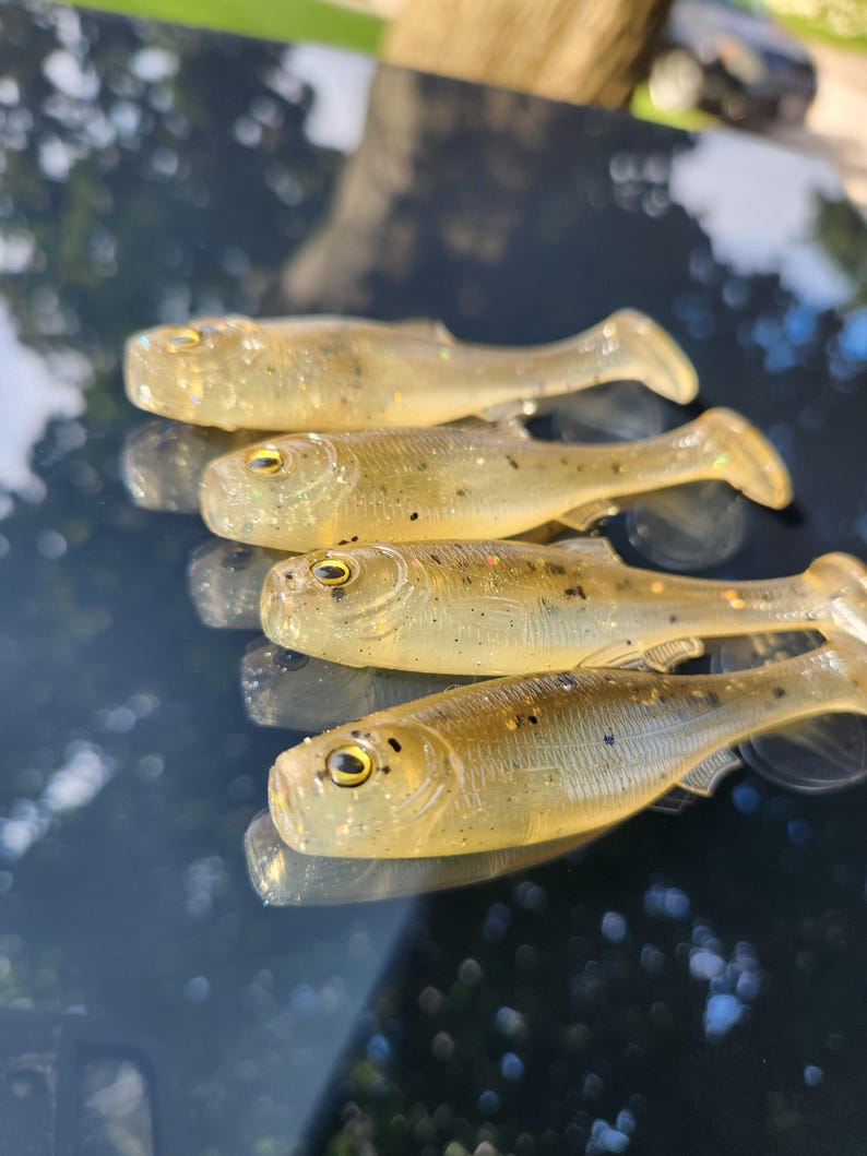 4-Pack Soft Plastic Fishing Lures With Spinner Tails – Gold Yellow, Lifelike Bait For Bass & Pike - View #9