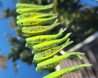 STS 2.0 Crappie Tracer Shad Soft Plastic Fishing Bait -- Chartreuse Night