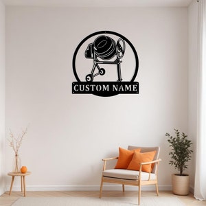 Custom Cement Mixer Portable Metal Wall Art, Personalized Cement Mixer Portable Decoration For Room, Cement Mixer Metal Home Decor, Wall Art