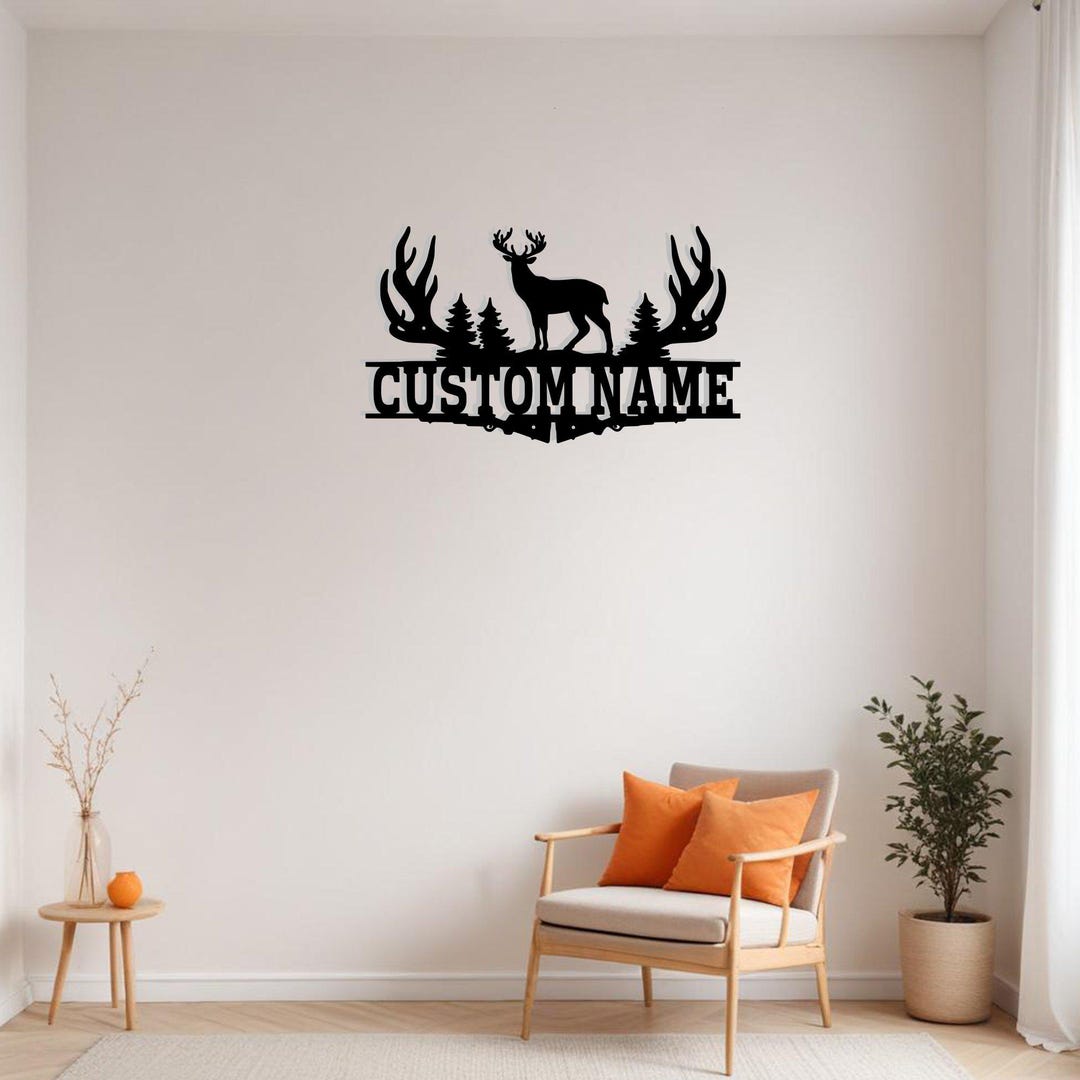 Custom Deer Hunting Frame Metal Wall Art, Personalized Deer Hunter Name