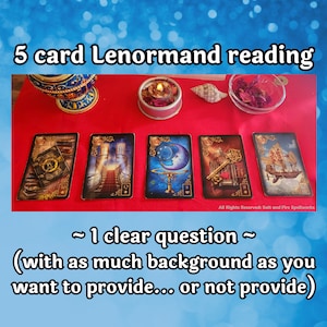 Lenormand reading - 5+ Card - Accessible, Voice & PDF - Intuitive Divination, Honest Insight, Lifelong Sorceress Healer - Tarot Alternative