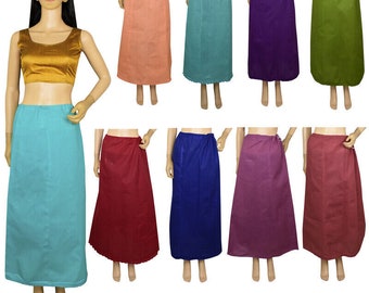 Women Saree Cotton Underskirt Petticoat Adjustable Sari Slip Inskirt Inner Wear