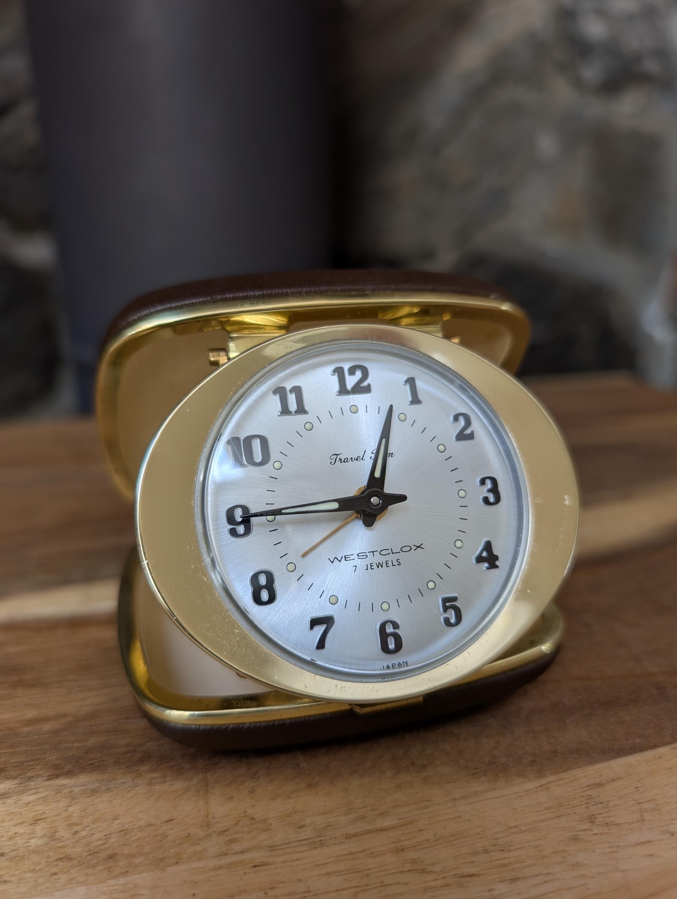 Vintage Westclox Travel Ben Wind up Alarm Clock in Case-7 Jewel