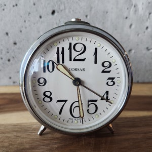 Vintage Corsar Wind Up Alarm Clock-Made in Hungary-Vintage Clock-Vintage Metal Alarm Clock-Retro Desk Clock-Clock Deco-Clock Shelf Art-Rare