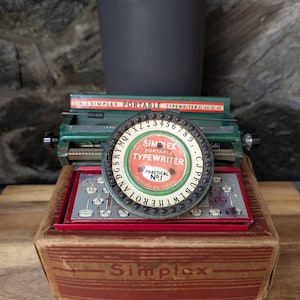 Antique Simplex Portable "Practical No.1" Typewriter-Original Box-Model 1-Simplex Typewriter Co. Inc.,N.Y.-Rare