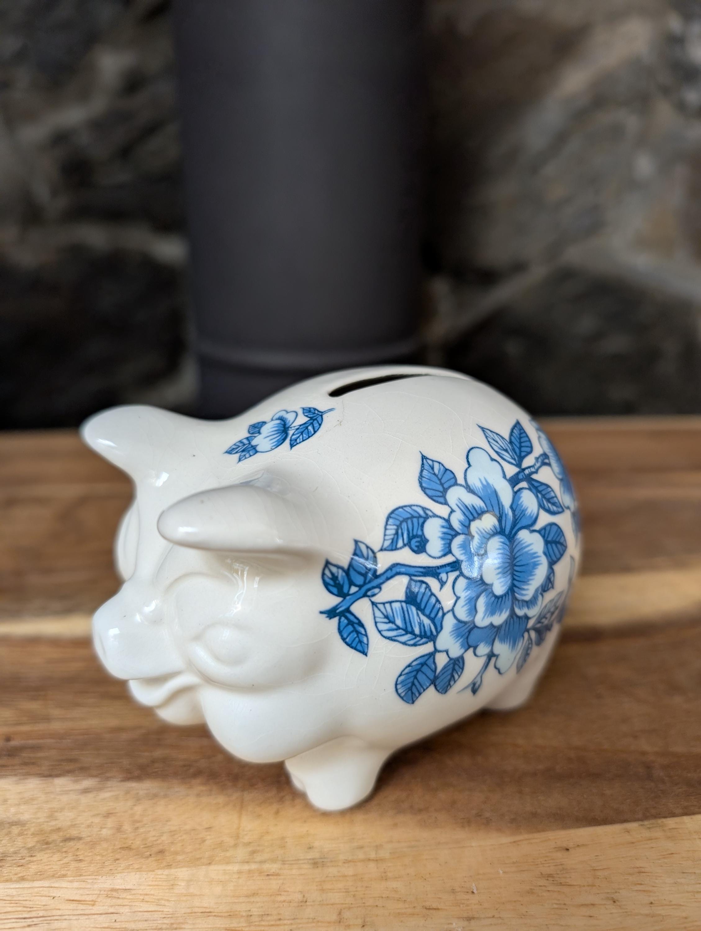 MASTERS PIGGY BANK 陶器製 Vintage James Kent/imari Blue Porcelain 