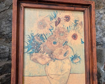 Vintage Sunflowers by Van Gogh Print-Fine Art Prints by Gellman-Unique Wood Frame-Wall Hanging-Vintage Print Decor-Van Gogh Framed Print