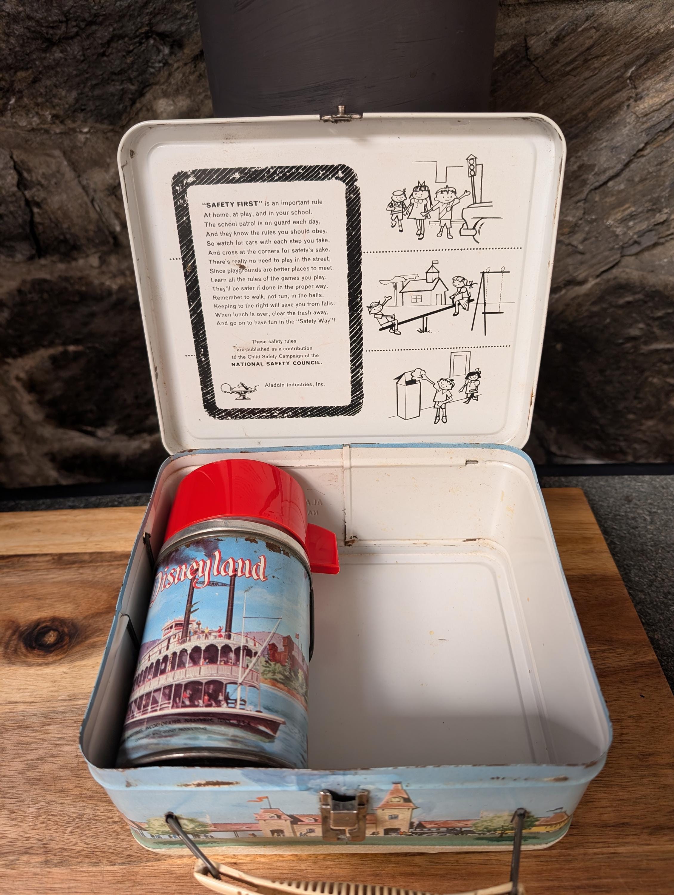 Vintage 1957 Disneyland Castle & Jungle Ride Metal Lunchbox +