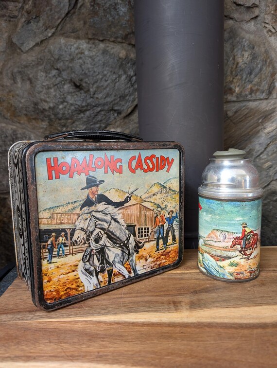 Vintage Hopalong Cassidy Metal Lunchbox & Thermos-aladdin