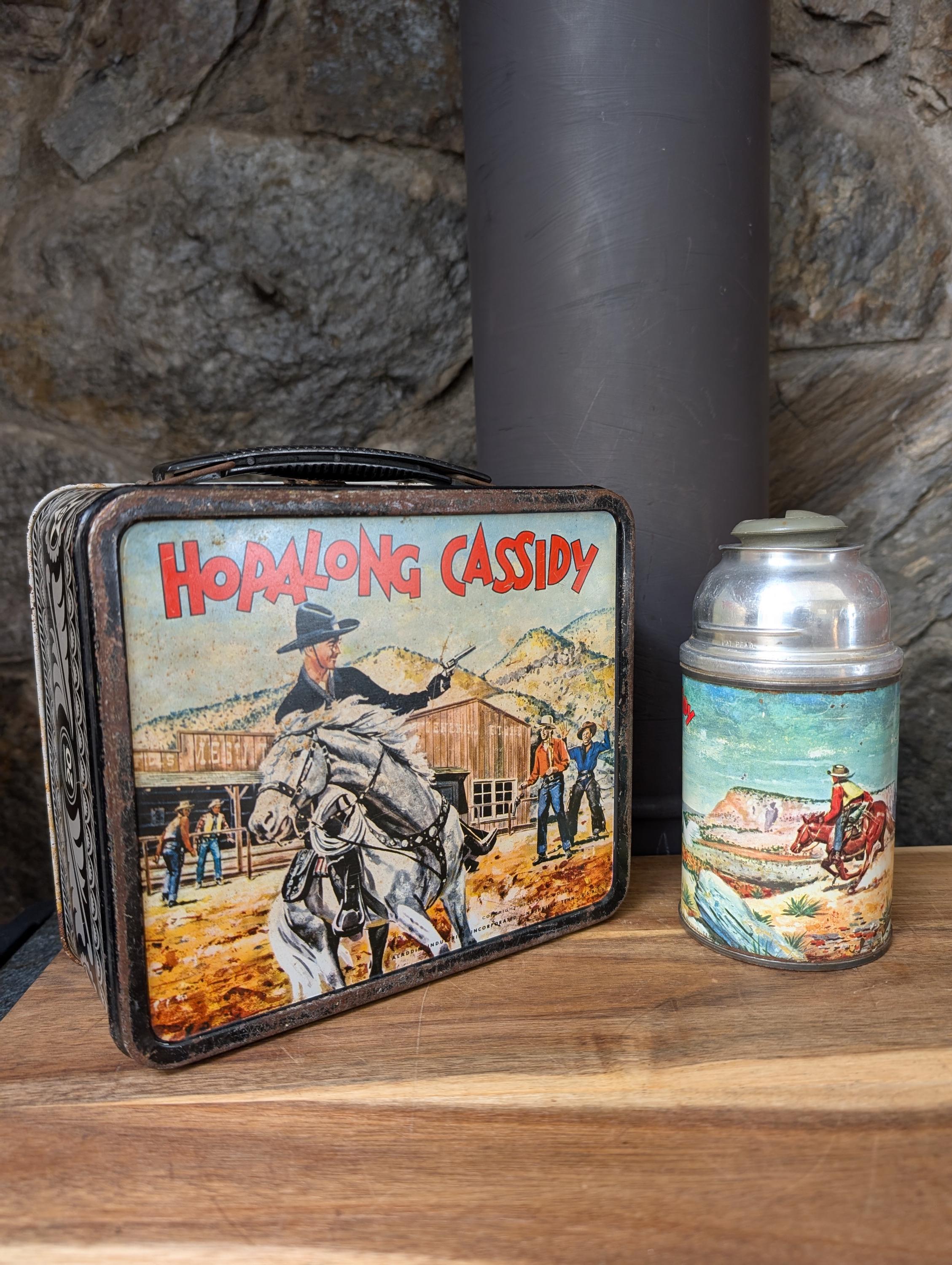 Vintage Hopalong Cassidy Metal Lunchbox & Thermos-aladdin