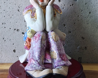 Vittorio Sabadin Capodimonte Pierrot Figurine: Vintage Italian