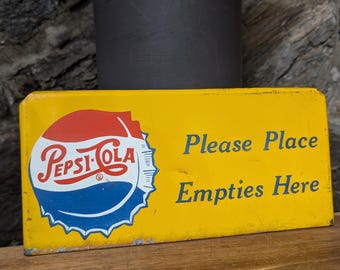 Vintage 1950's Pepsi-Cola Bottle Crate Porcelain Advertisement Sign