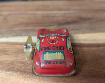 Vintage Russ Berrie & Co. Wind up Tin Toy Fire Chief Car - Etsy