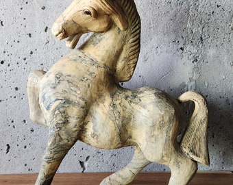 Vintage Handmade Resin Horse Sculpture-Handmade in Phillipines-Unique Item-Rare-Resin Scuplture-Equestrian-Farm Decor