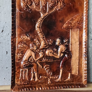 Vintage African Hammered Copper Wall Plaque-handrcrafted Copper
