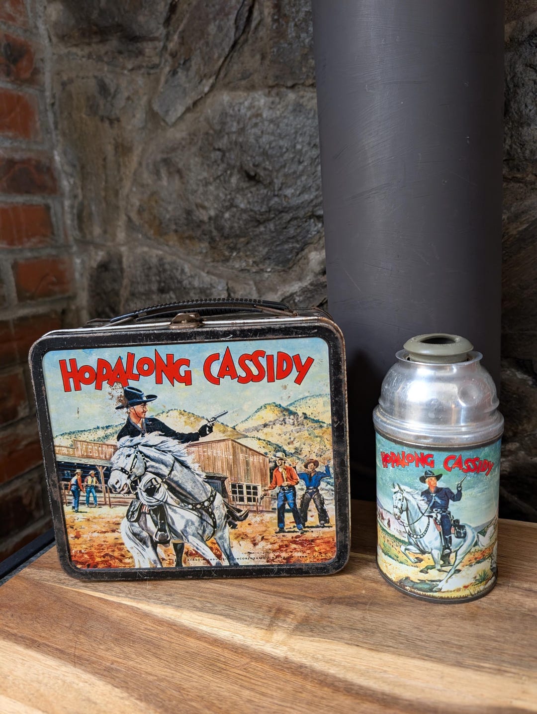 Vintage Hopalong Cassidy Metal Lunchbox & Thermos-aladdin