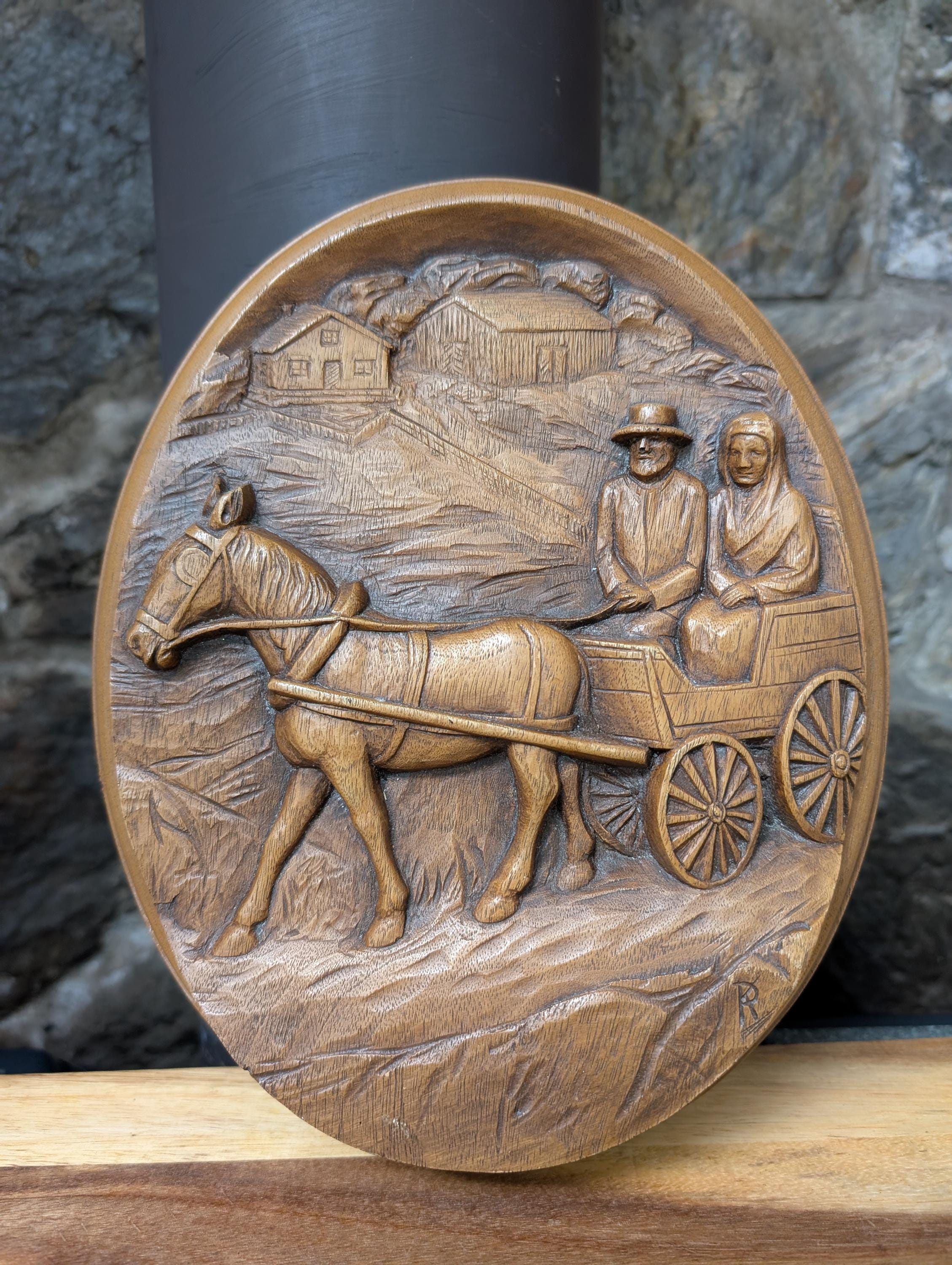 Vintage Karl Rothammer Hand Carved Wooden Sculpture of Horse