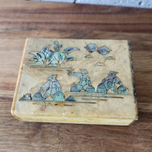 Oriental Marble Jewelry Box-Mother of Pearl Top Design Scene-Home Decor-Colorful Design-Jewelery Box-Trinket Box