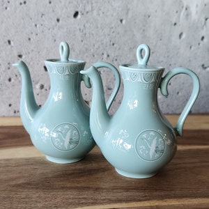Vintage Pair of MINI Chinese Porcelain Teapots-Vintage Mini Teapots-Handpainted Teapots-Stylish Tableware-Shelf Decor