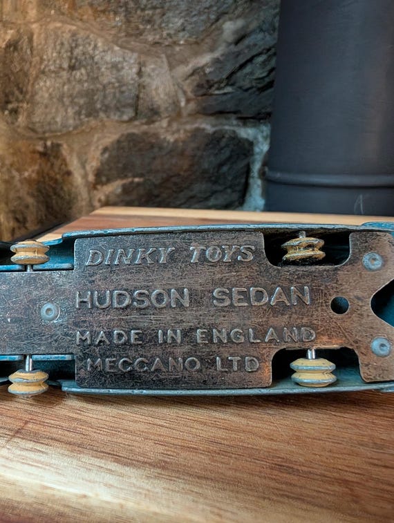 2 Vintage Dinky Toys-vintage Blue Hudson Sedan-vintage Red Sedan