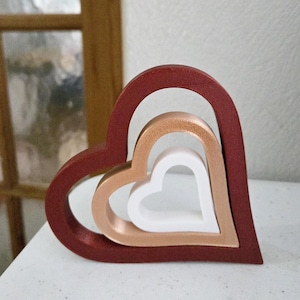 Herz Ornament | 3er-Set | Liebe Herz Dekor | Wohnzimmer Dekor | Familie Ornament | Freistehendes Herz Dekor | Herz in Herz Home Decor
