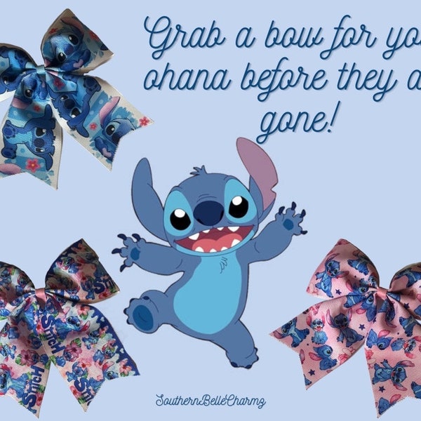 Blue Alien Disney inspired LILO  and stitch hairbow Ohana