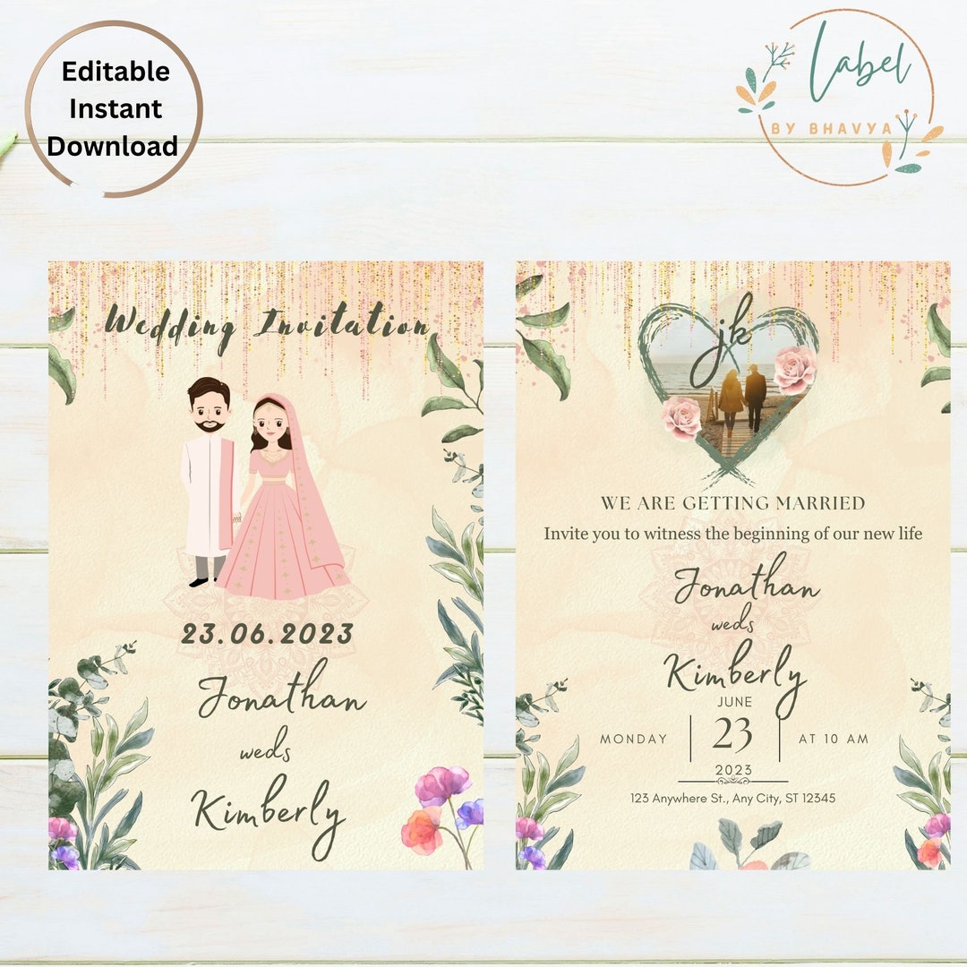 Editable Digital Wedding Invitation trending Wedding - Etsy