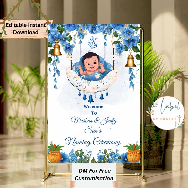 Indian Naming Ceremony Welcome Sign |Cradle Ceremony Welcome Sign  Baby Cradle Decoration| Printable |Namakaran Welcome sign |thottil Uyyala