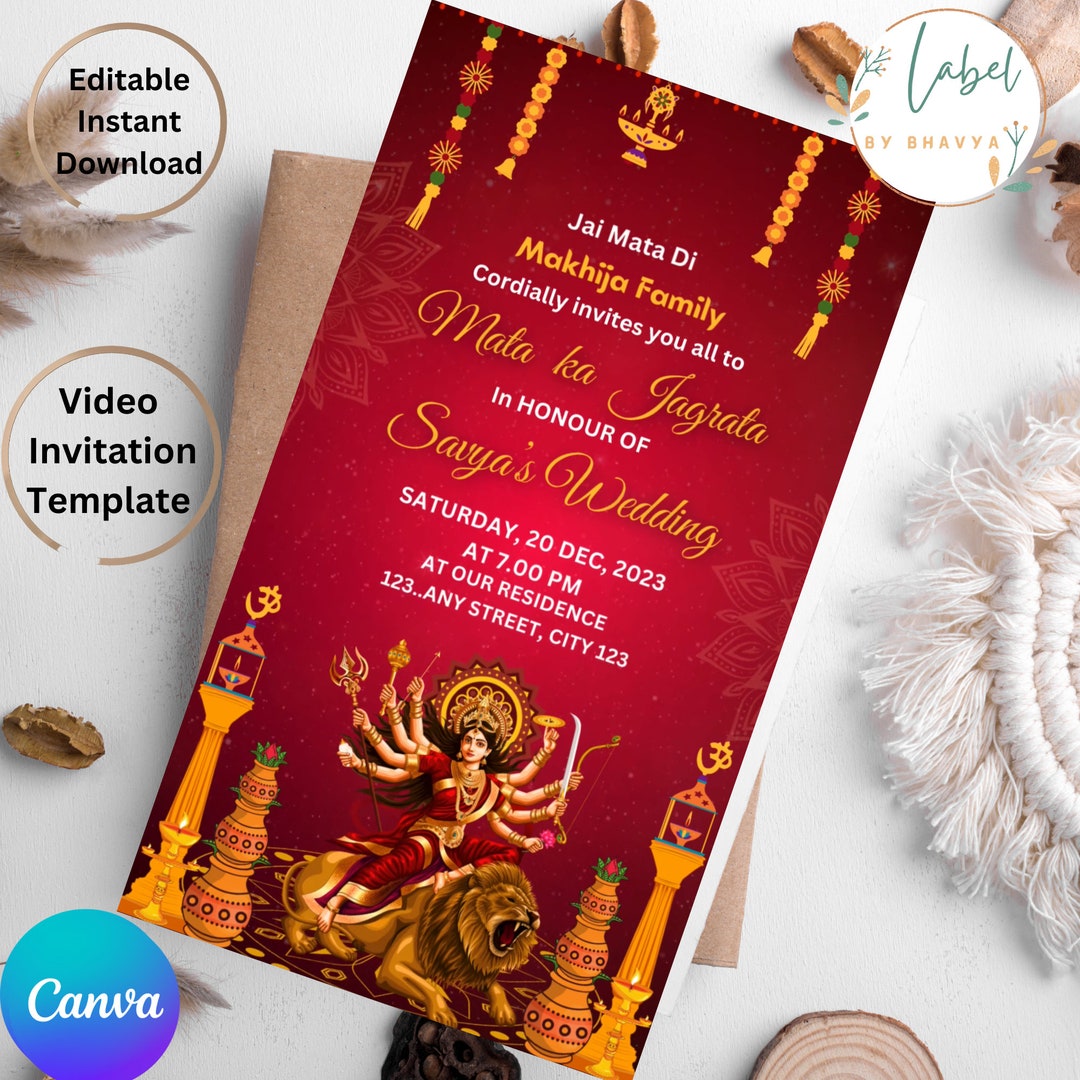 Editable Video Mata Ki Chowki Invitation Template Digital Invitation