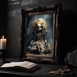 Griezelige pop foto, enge pop, enge foto fantasie print Art Dark Art Photo art print pop Spooky gotische home decor kunst Haunted pop