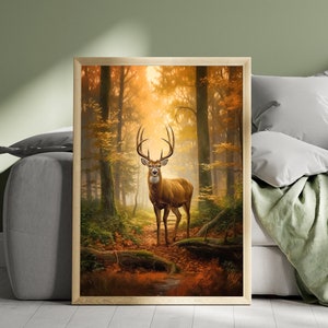 Deer print Wall Art prints Stag art print orange Autumn wall art painting prints Animal art Wildlife Prints Colorful wall art print Forest