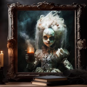 Gothic print Creepy doll picture, scary doll, horror doll art, gothic dollart print, scary picture woman fantasy print, horror art dark