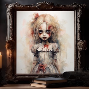 Creepy doll picture, scary doll, horror doll art, gothic doll art print, scary picture woman fantasy print Photo doll Spooky Gothic home art