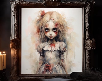 Creepy doll picture, scary doll, horror doll art, gothic doll art print, scary picture woman fantasy print Photo doll Spooky Gothic home art