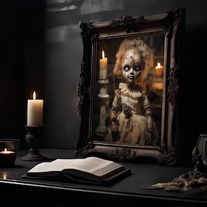 Scary Doll Art Dark Art Photo Creepy Dolly art prints halloween art print Photo doll Spooky Gothic home decor art Haunted doll weird Horror