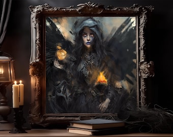Arte murale mitologica, dea Eris, potere femminile, download di stampe artistiche, ritratto dark fantasy, decorazione gotica per parete, regalo di Dio mitologico per compleanno