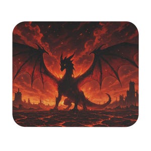 Fierce Dragon Mouse Pad, Gaming Accessories, Office Decor, Fantasy Gifts, Unique Mouse Mat, Dragon Lover Gift