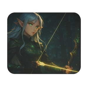 Fantasy Elf Mouse Pad, Gaming Desk Accessory, Gamer Gift, Office Decor, Fantasy Art