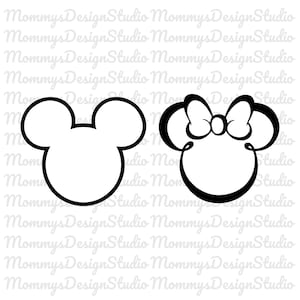 Mickey and Minnie Inspired SVG Bundle, Mickey Minnie Mouse Outline, Mickey Mouse head SVG, Instant download for Cricut and Silhouette