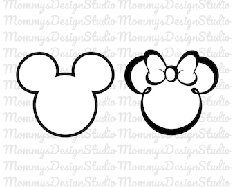 Mickey and Minnie Inspired SVG Bundle, Mickey Minnie Mouse Outline, Mickey Mouse head SVG, Instant download for Cricut and Silhouette