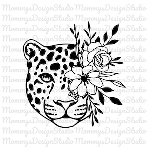 Floral Leopard Svg, Leopard bloem Svg, Leopard bloem Svg-bestand voor shirt, dierlijke svg, bloem Svg Cricut Cut-bestand, silhouet