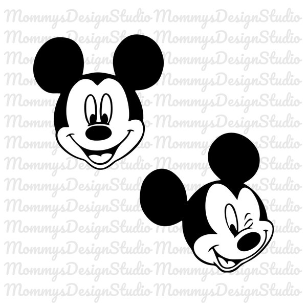 Mickey mouse face svg, Mickey Mouse Head Svg, Silhouette, Cutting Plotter, mouse, face, Digital Download, Instant Download, Png - Pdf - Ai